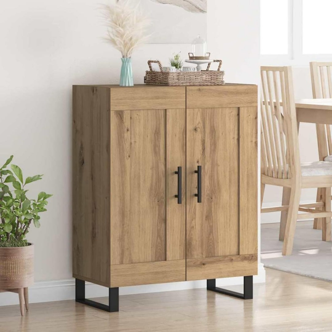 Die Gestaltung von dem Sideboard wird durch Metall gepraegt mit den Massen 69.5 x 34 x 90 cm