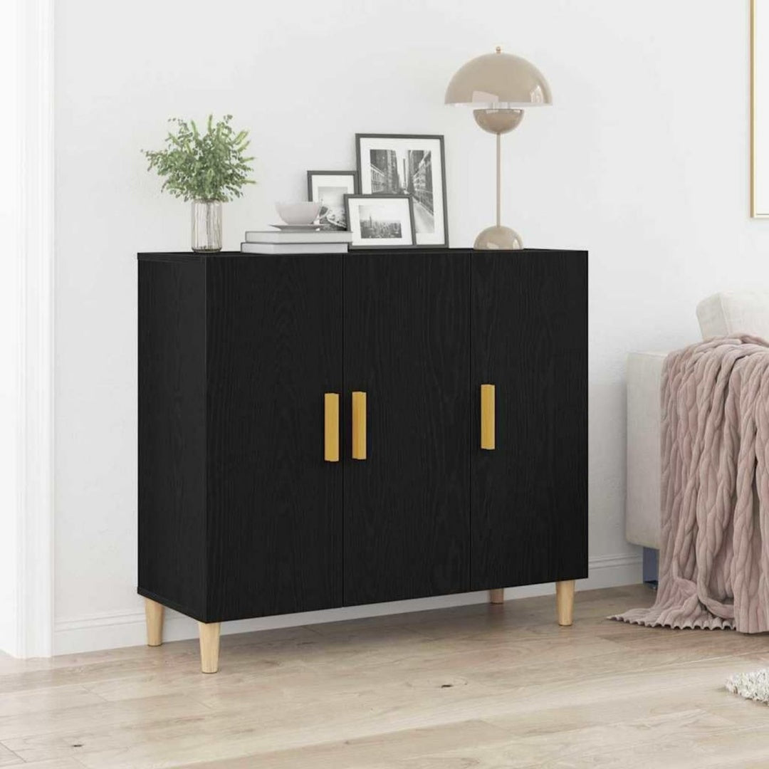 Sideboard mit 3 Tueren, Holzoptik und einem Metallgestell