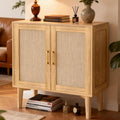 Sideboard mit Flechtoptik und Holzbeinen