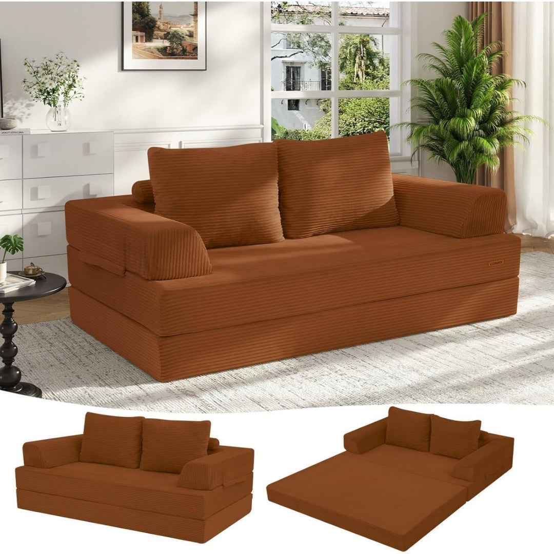 Sofa verbindet eine klappbare Konstruktion und weiche Polster