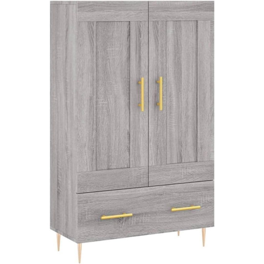 Sideboard mit den Massen 69.5 x 31 x 115 cm in Eichenbraun und Grau