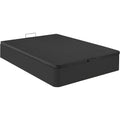 Das Bettgestell misst 160 x 200 cm in Schwarz