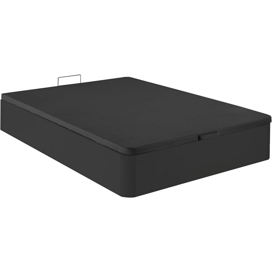Das Bettgestell misst 160 x 200 cm in Schwarz