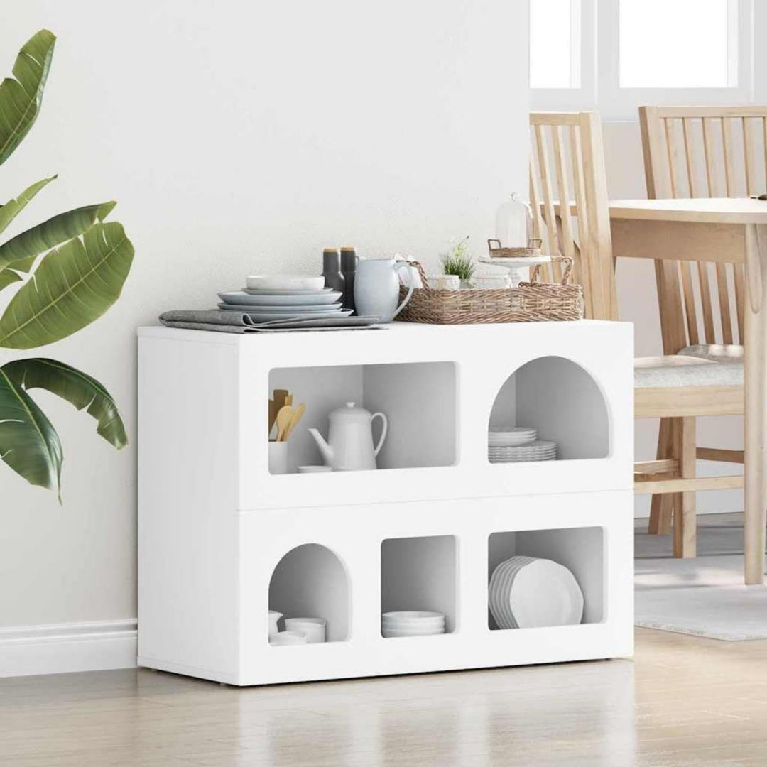 Das Sideboard nimmt mit 80.5 x 35 x 59 cm Gestalt an