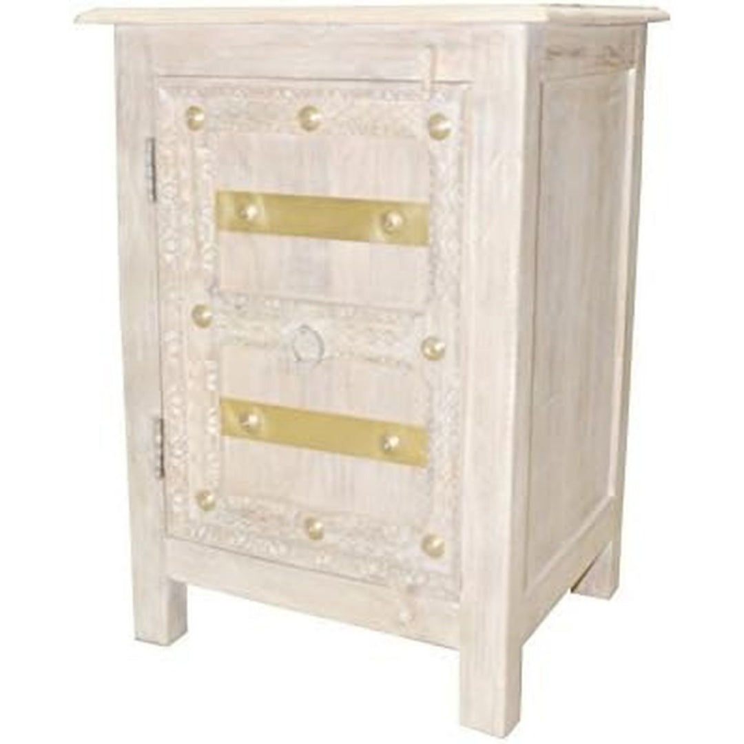Nachttisch aus Massivholz in Beige