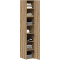 Der Hochschrank misst 30 x 42.5 x 185 cm in Eichenbraun