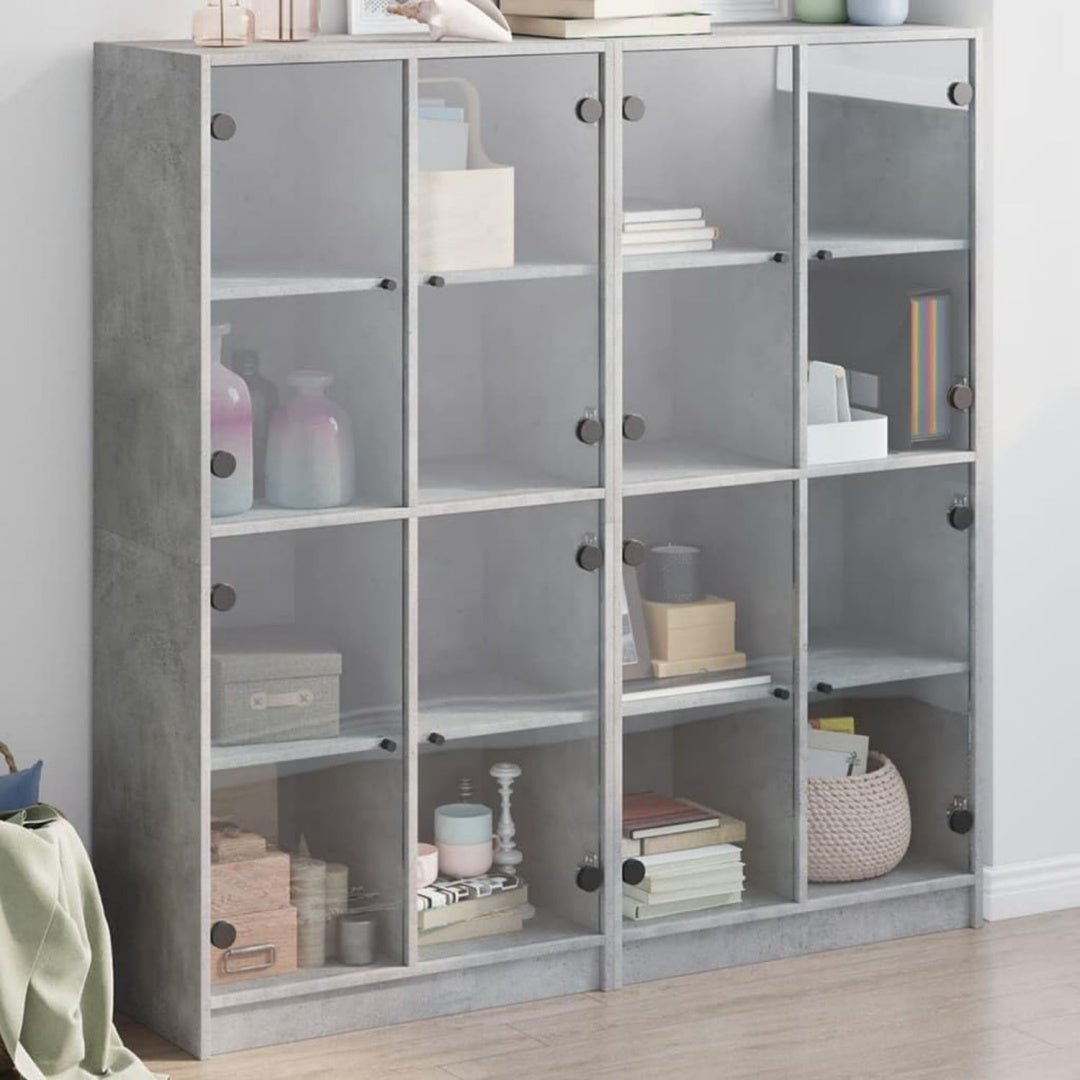 Sideboard in Betongrau mit Glastueren
