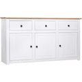 Sideboard aus Kiefernholz in Weiss und Naturbraun