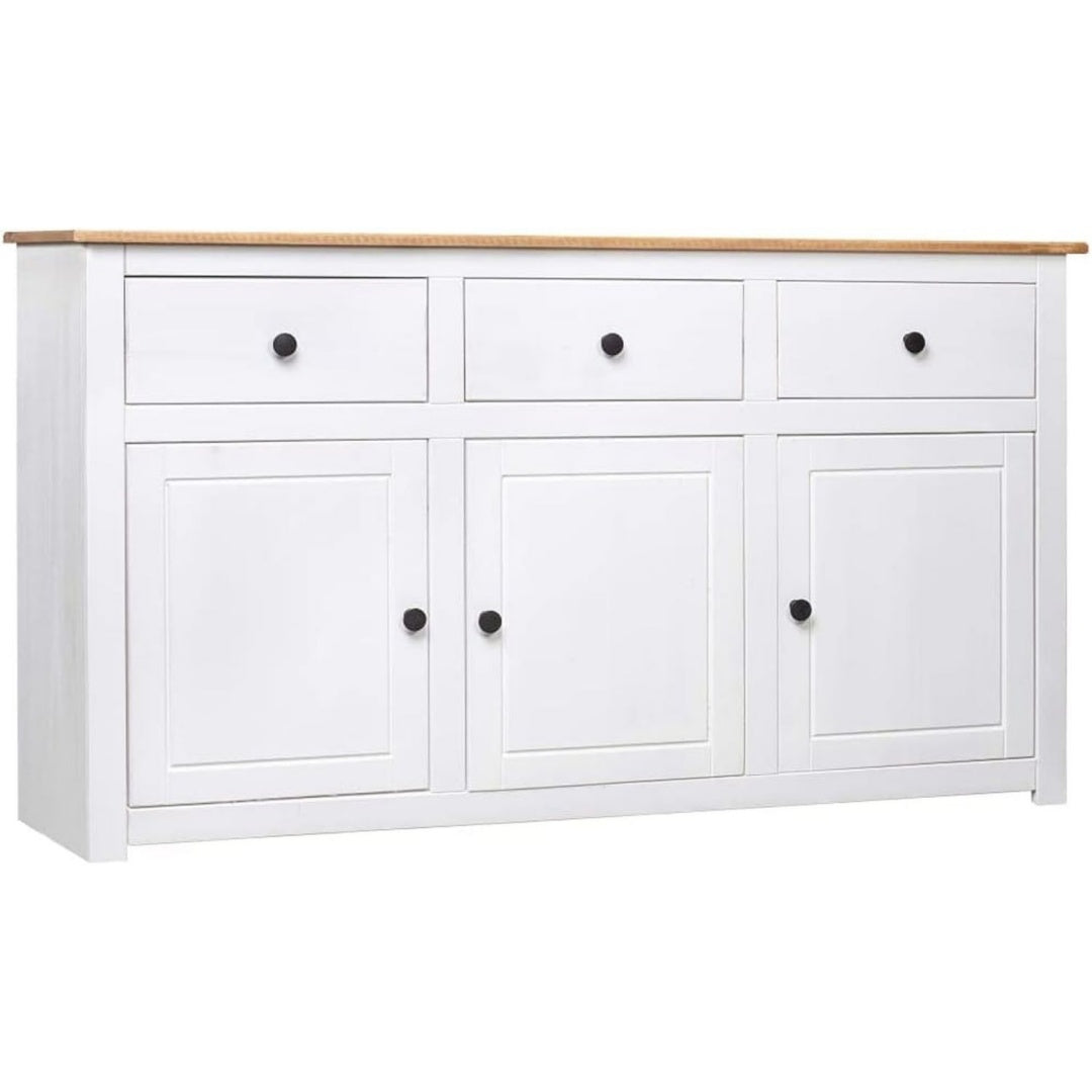 Sideboard aus Kiefernholz in Weiss und Naturbraun